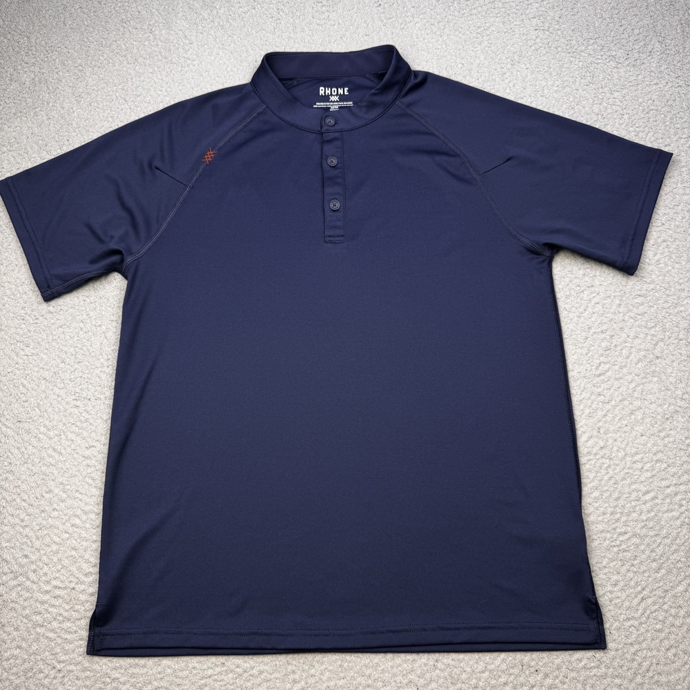 Rhone Polo Shirt Mens Medium Navy Blue Performance Golf Athletic Casual Top